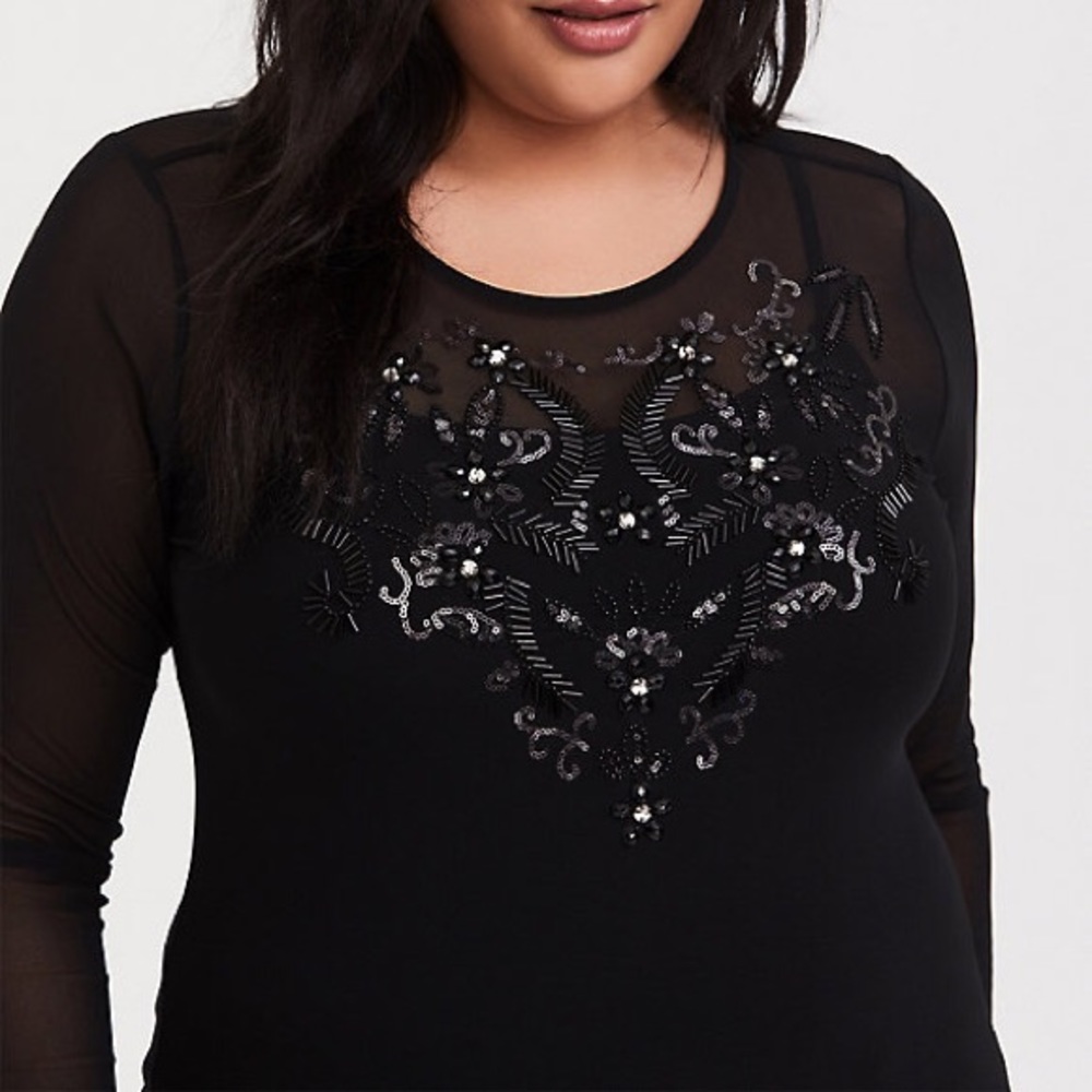 COPY - Black Mesh Embellished Top